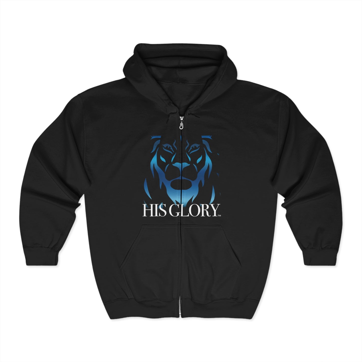 His Glory "Blue Ice Lion" Full Zip Unisex Hoodie (Multiple Colors Available)