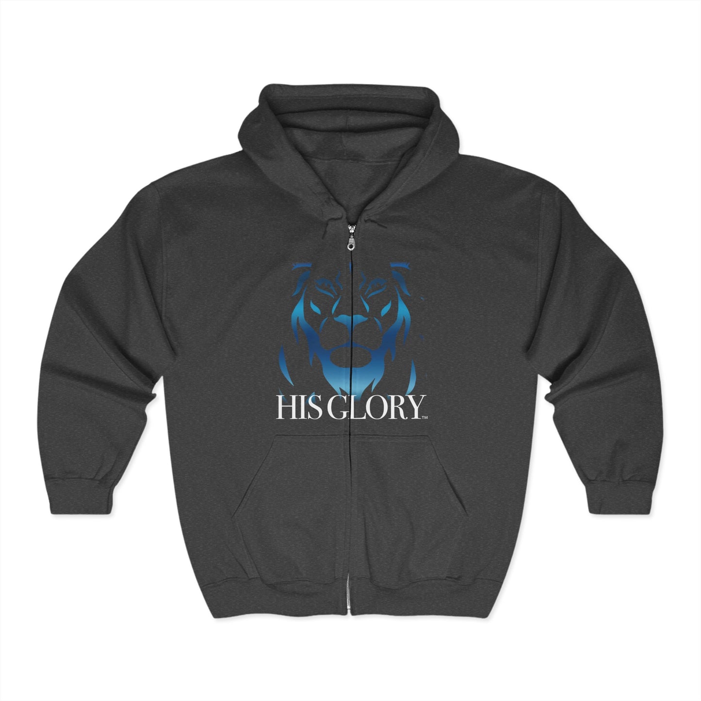 His Glory "Blue Ice Lion" Full Zip Unisex Hoodie (Multiple Colors Available)