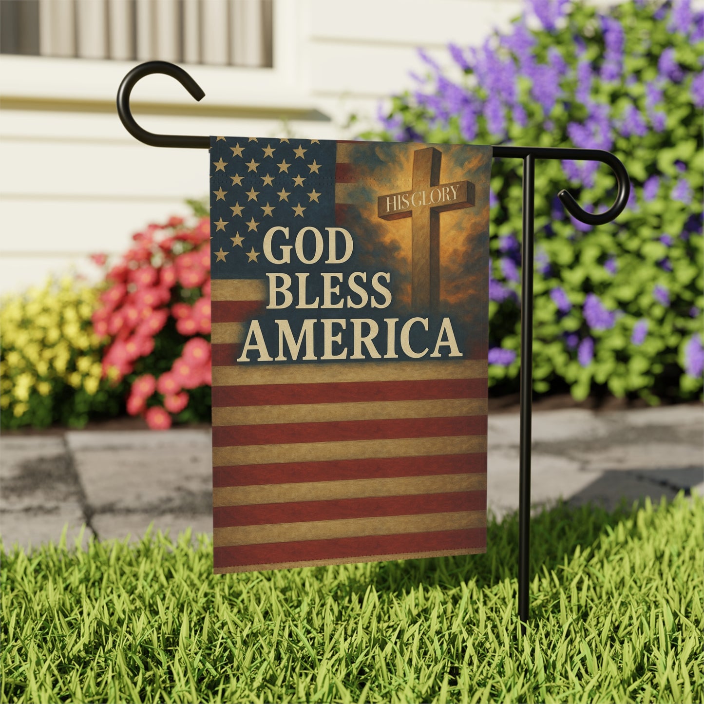His Glory “God Bless America” Garden & House Banner