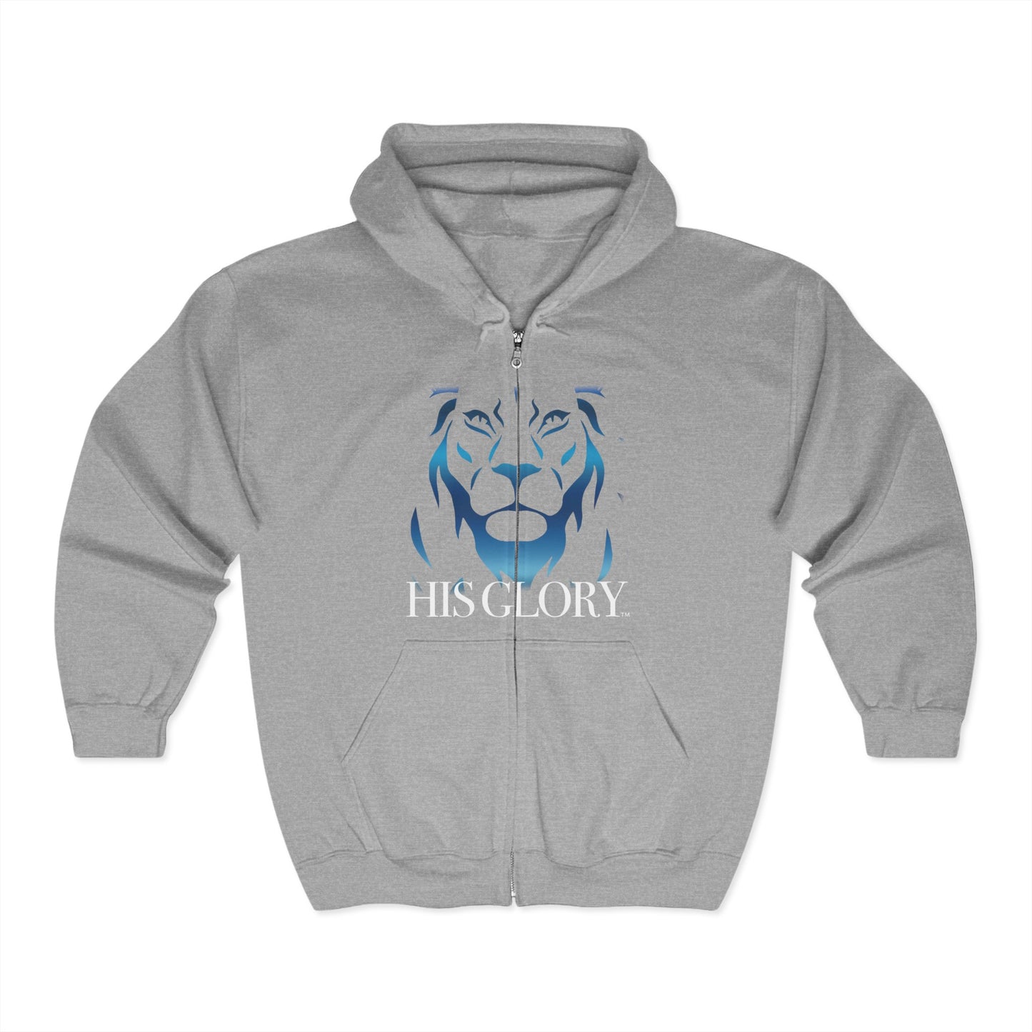 His Glory "Blue Ice Lion" Full Zip Unisex Hoodie (Multiple Colors Available)
