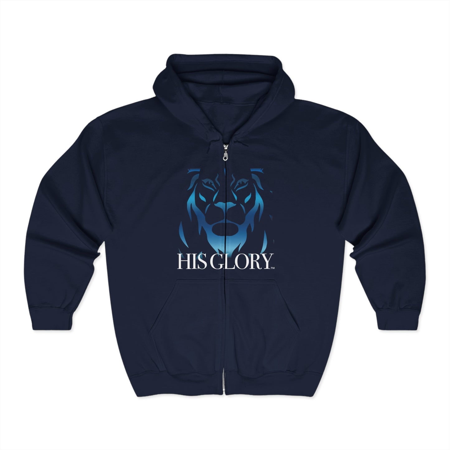 His Glory "Blue Ice Lion" Full Zip Unisex Hoodie (Multiple Colors Available)