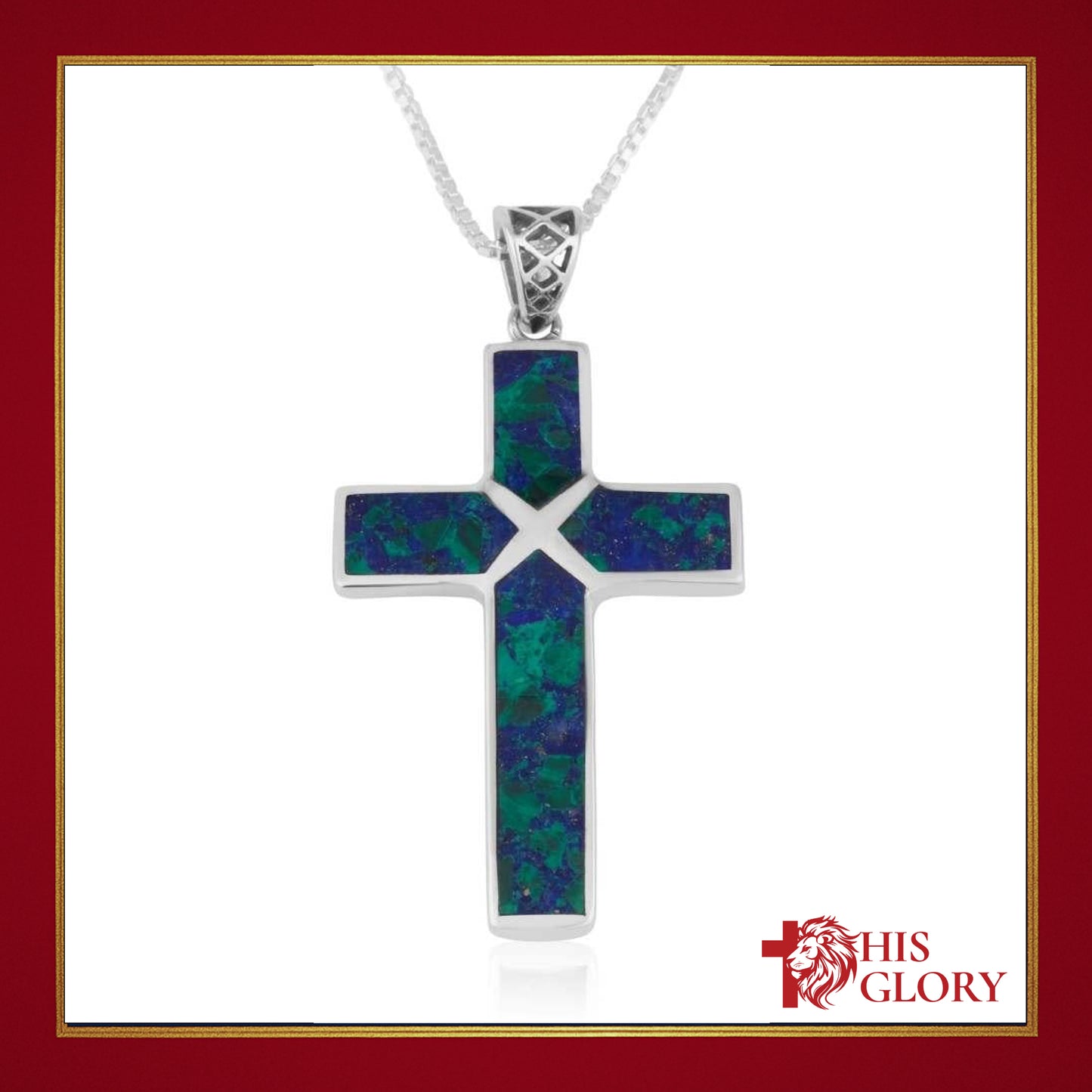 Sterling Silver Cross Necklace with Eilat Stone