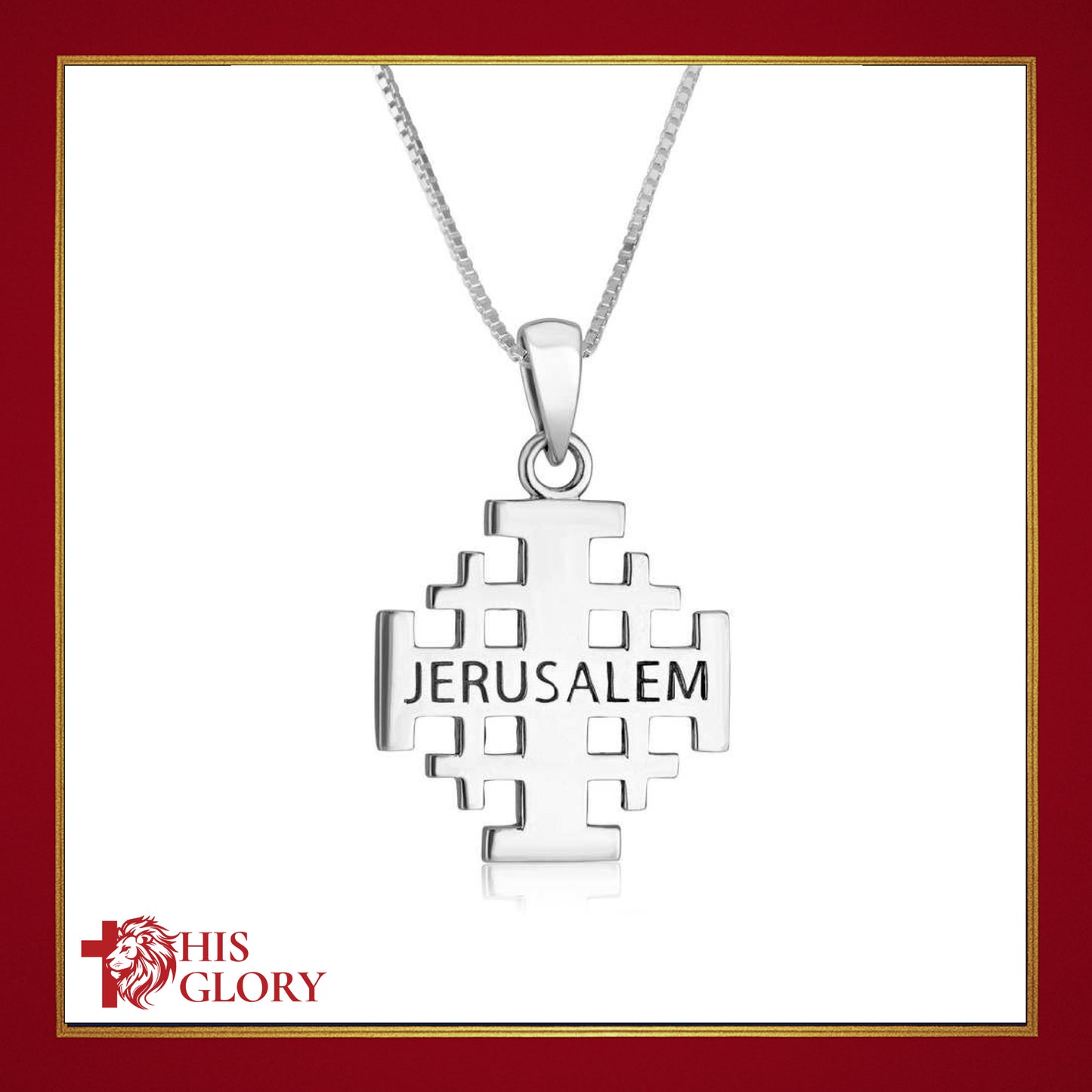 Engraved Jerusalem Cross Necklace in 925 Sterling Silver