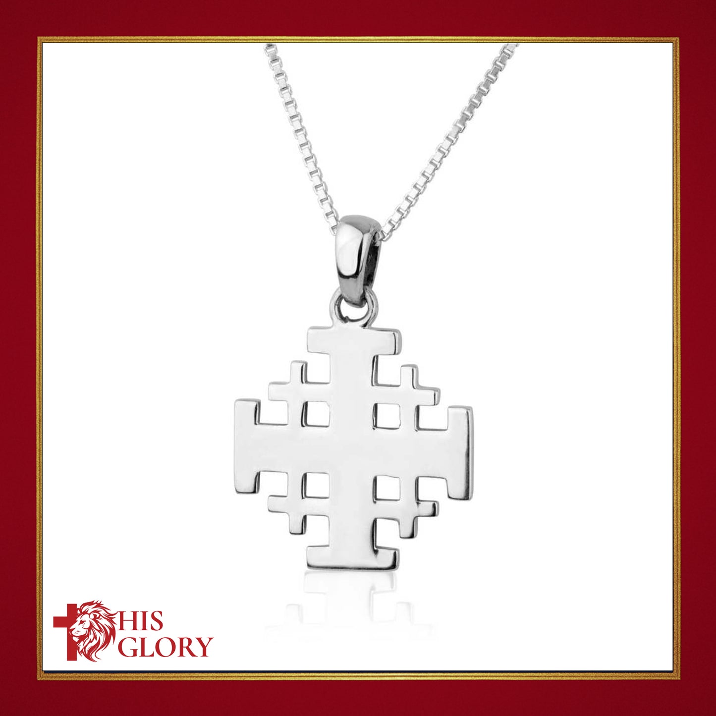 Engraved Jerusalem Cross Necklace in 925 Sterling Silver