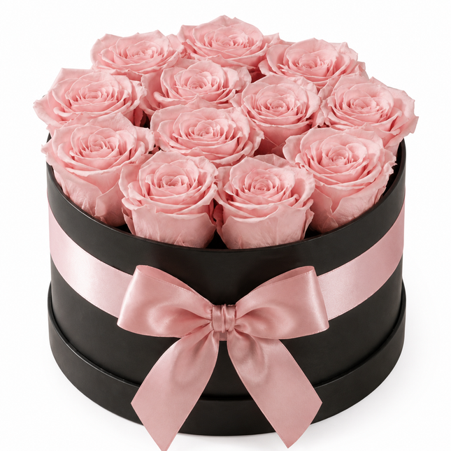12 Lasting Roses in a Hatbox