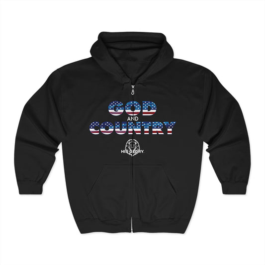 His Glory "God & Country" Full Zip Unisex Hoodie