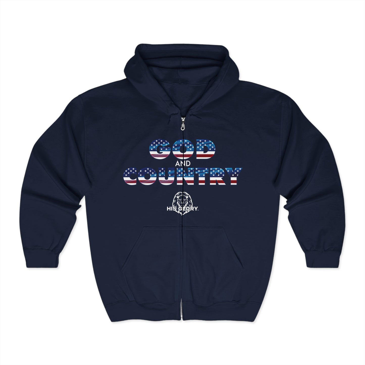His Glory "God & Country" Full Zip Unisex Hoodie