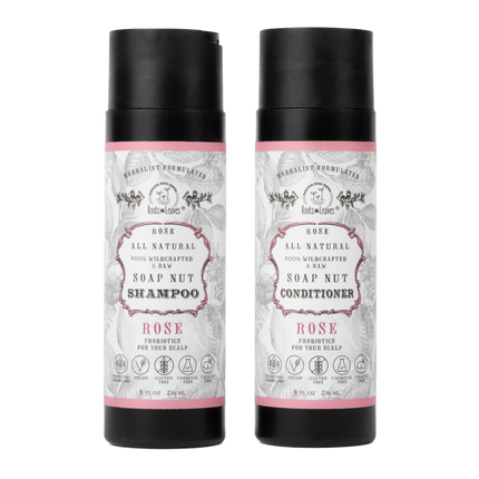 All Natural Soapnut Shampoo and Conditioner Set - ROSE- wild fermented probiotics for your scalp