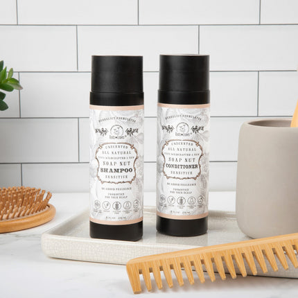 All Natural Soapnut Shampoo and Conditioner Set- UNSCENTED- wild fermented probiotics for your scalp