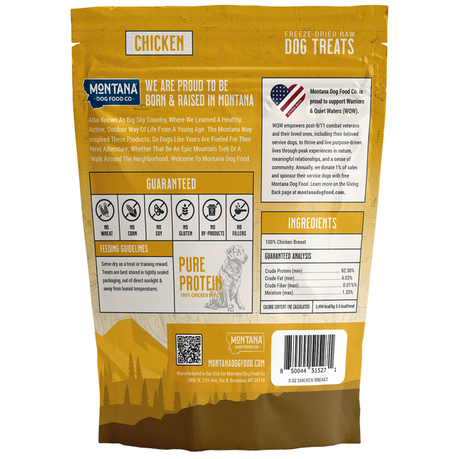 Chicken Breast Freeze-Dried Raw Trail Snacks (Treats) for Dogs 3oz