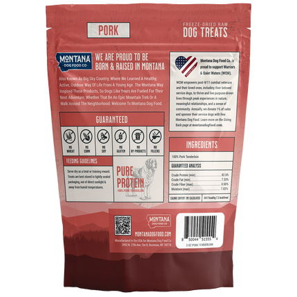 Pork Tenderloin Freeze-dried Raw Trail Snacks (Treats) for Dogs 3oz