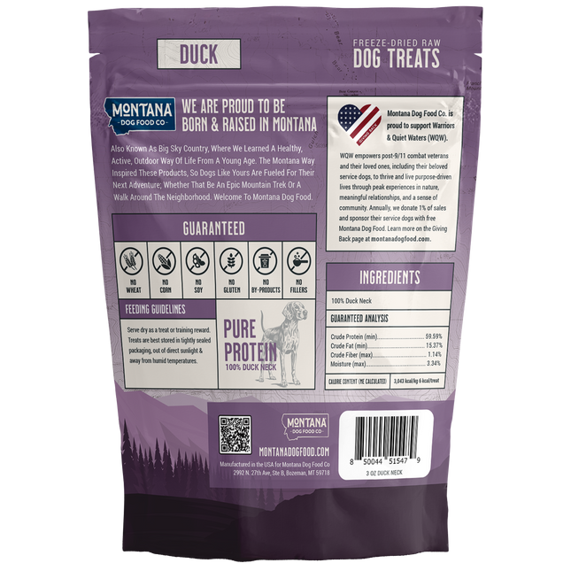 Duck Freeze-dried Raw Trail Snacks (Treats) for Dogs 3oz