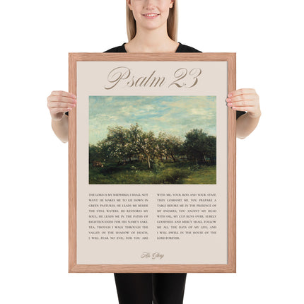 His Glory Psalm 23 Oak Framed Poster