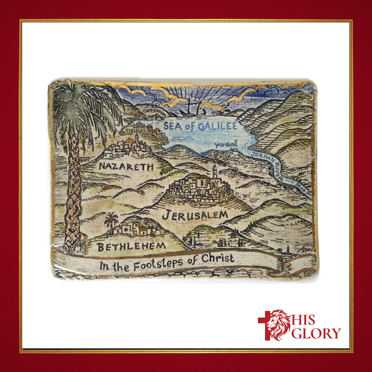 Art In Clay Ceramic Limited Edition Plaque Cartographic “The Footsteps of Christ”