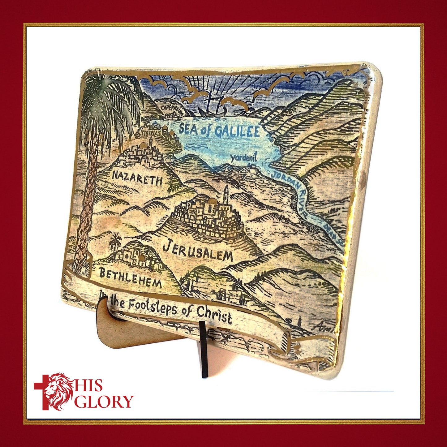 Art In Clay Ceramic Limited Edition Plaque Cartographic “The Footsteps of Christ”