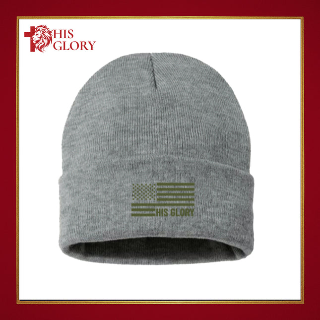 His Glory "Flag" Embroidered Beanies