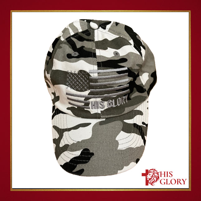His Glory "Grey Camo Flag" Hat
