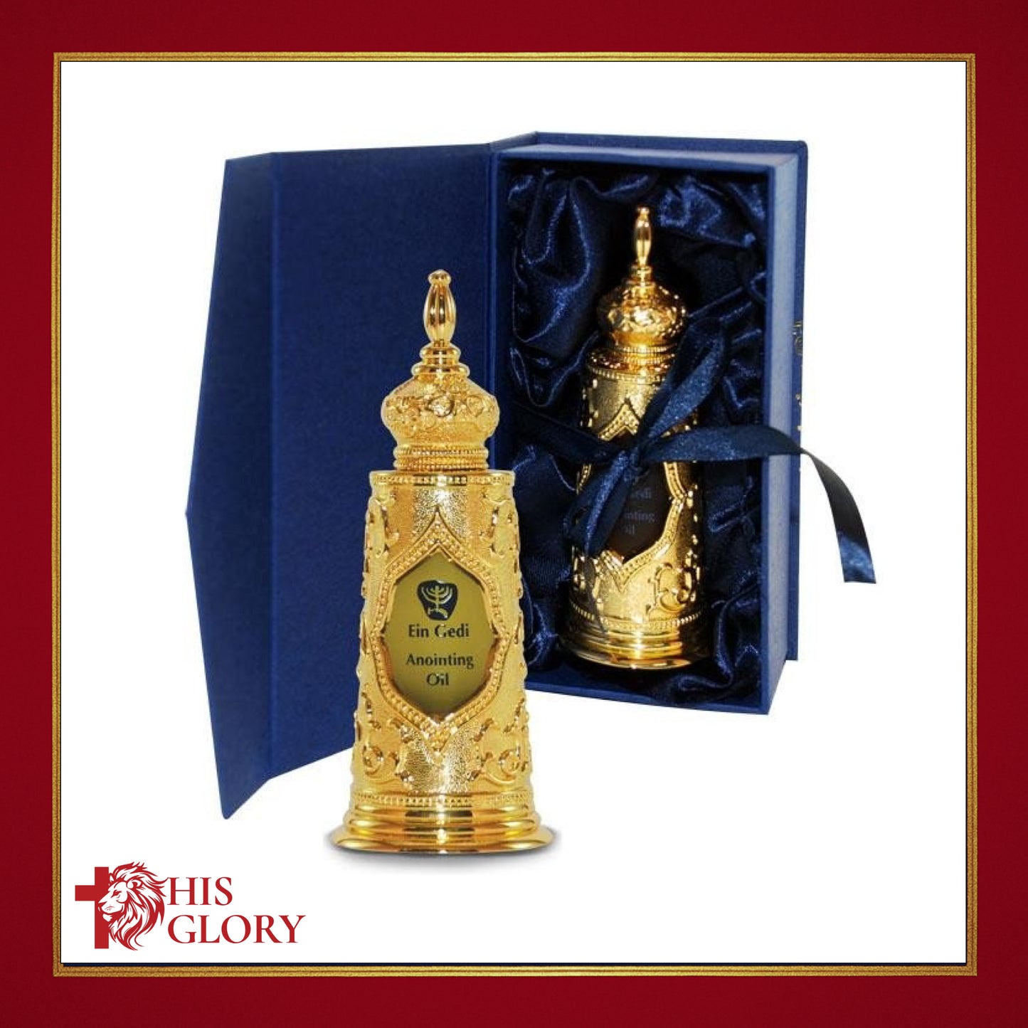 Light of Jerusalem Anointing Oil with Gold Torah Bottle
