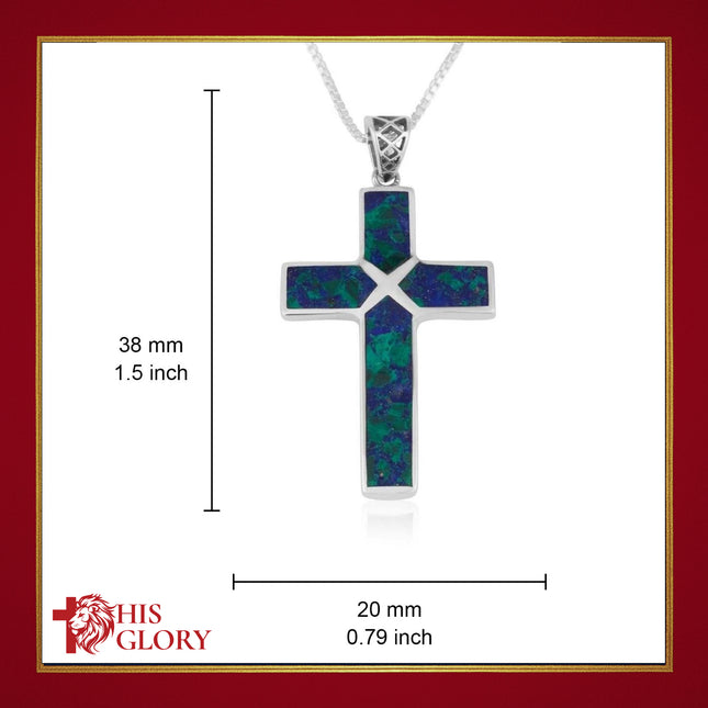 Sterling Silver Cross Necklace with Eilat Stone