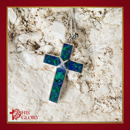 Sterling Silver Cross Necklace with Eilat Stone