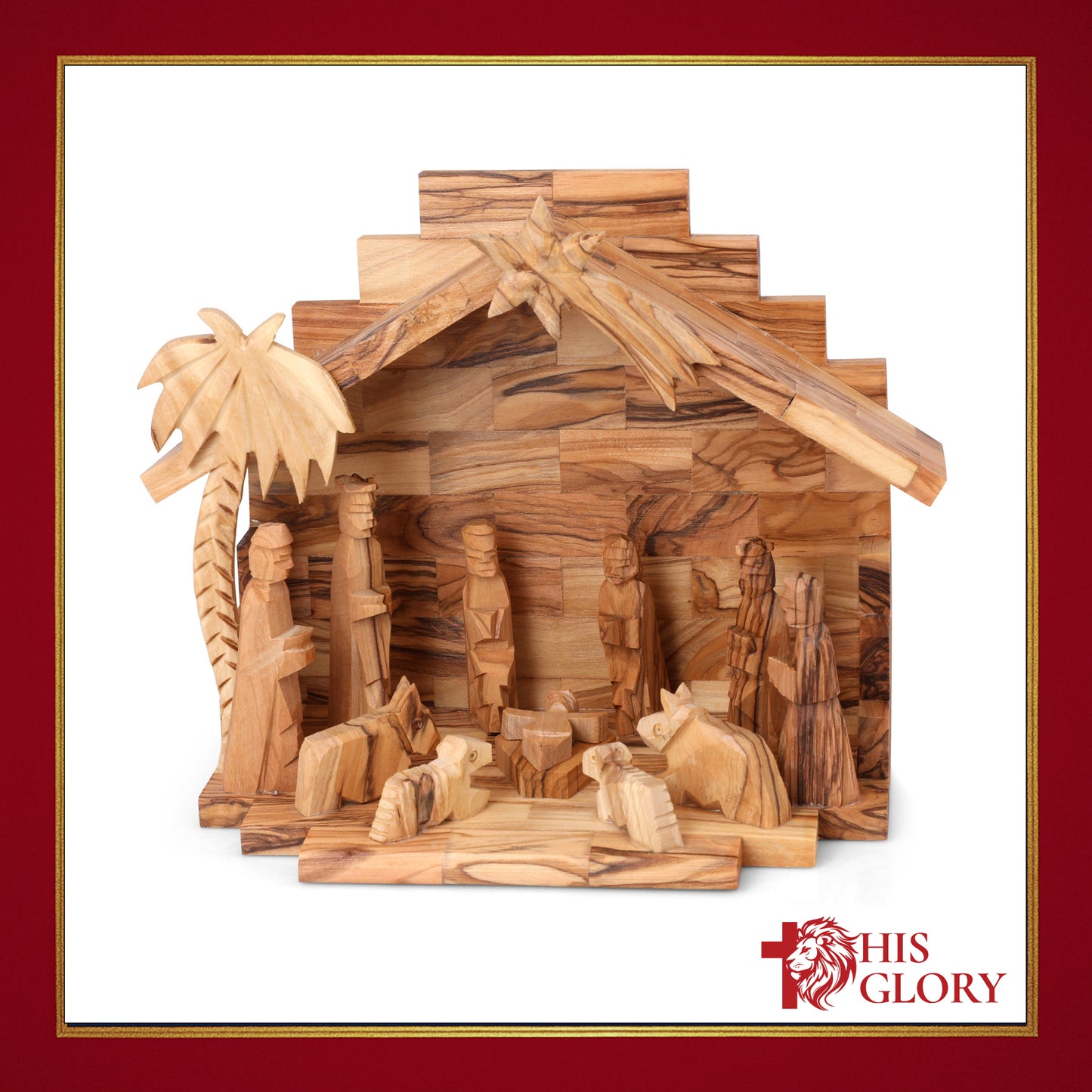 Olive Wood Hand-Carved Nativity Set