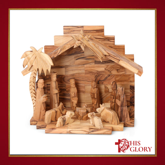 Olive Wood Hand-Carved Nativity Set