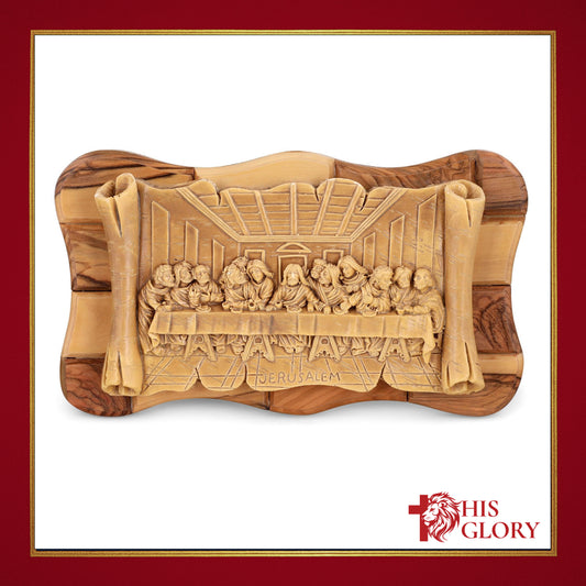 Olive Wood Hand-Carved Last Supper Wall Plaque