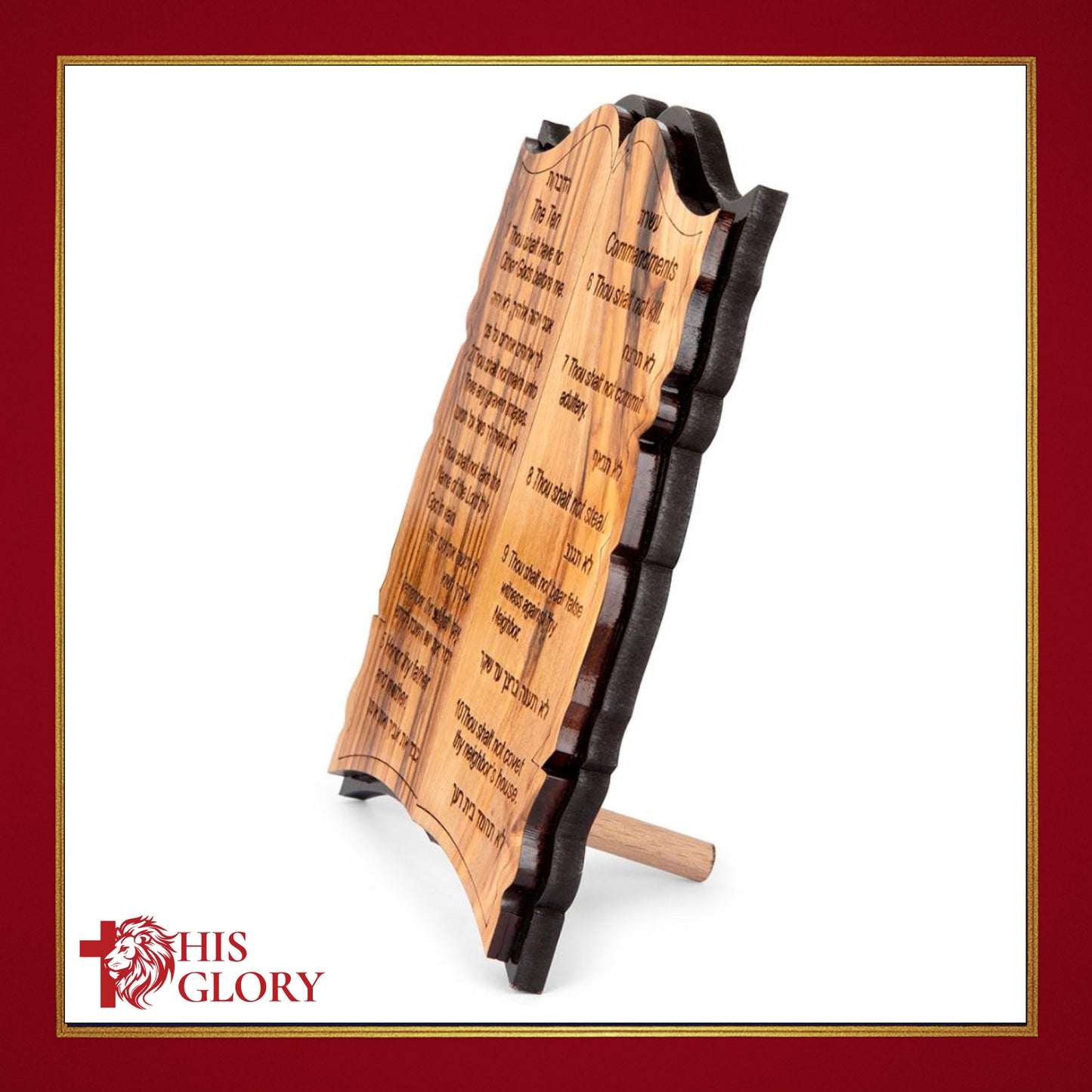 Olive Wood Hand-Carved Ten Commandments Desk Ornament