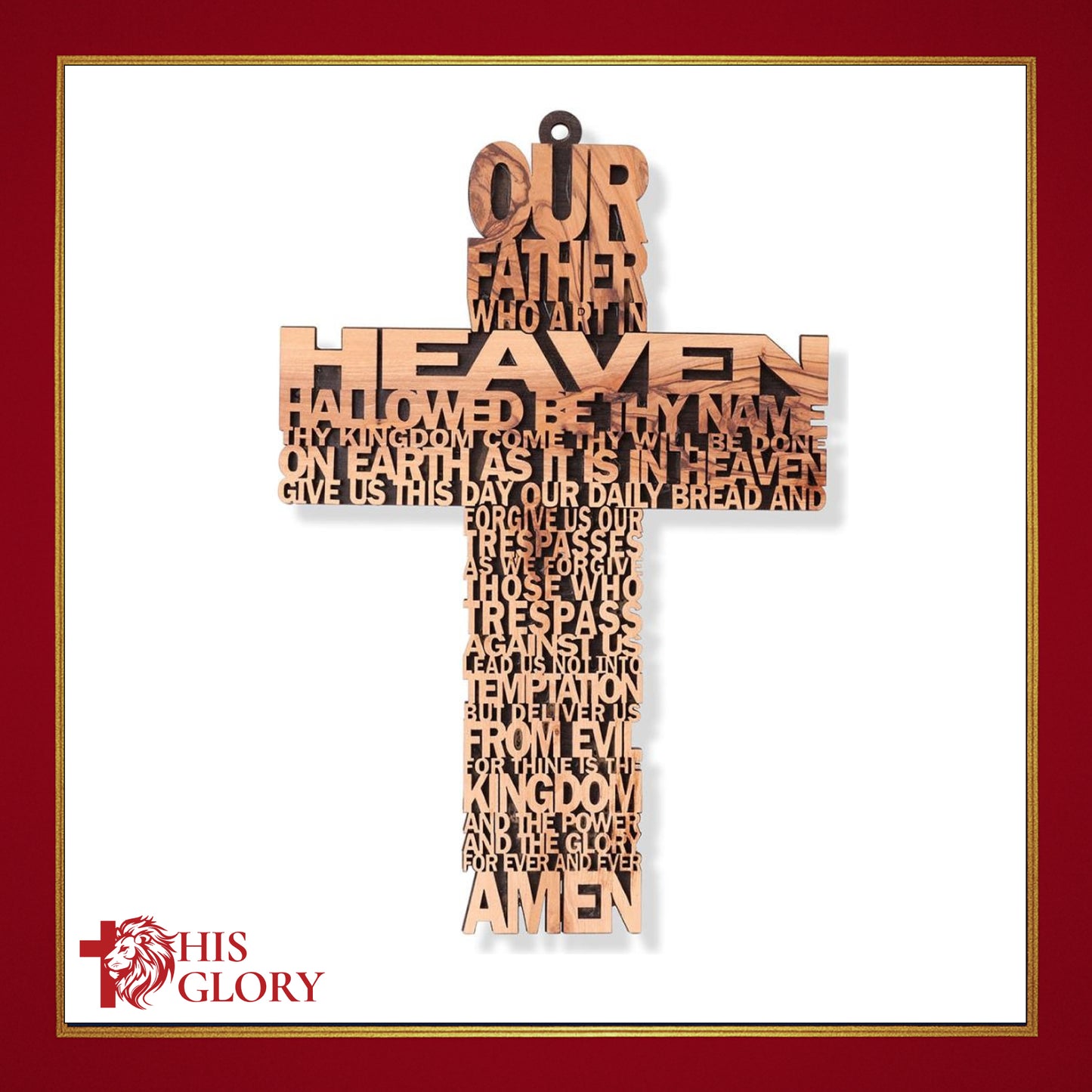 Olive Wood Lord's Prayer Cross Wall Hang