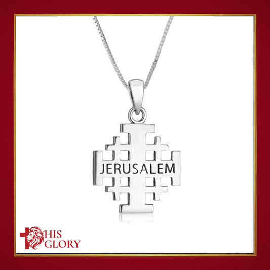 Engraved Jerusalem Cross Necklace in 925 Sterling Silver