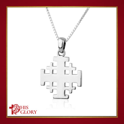 Engraved Jerusalem Cross Necklace in 925 Sterling Silver