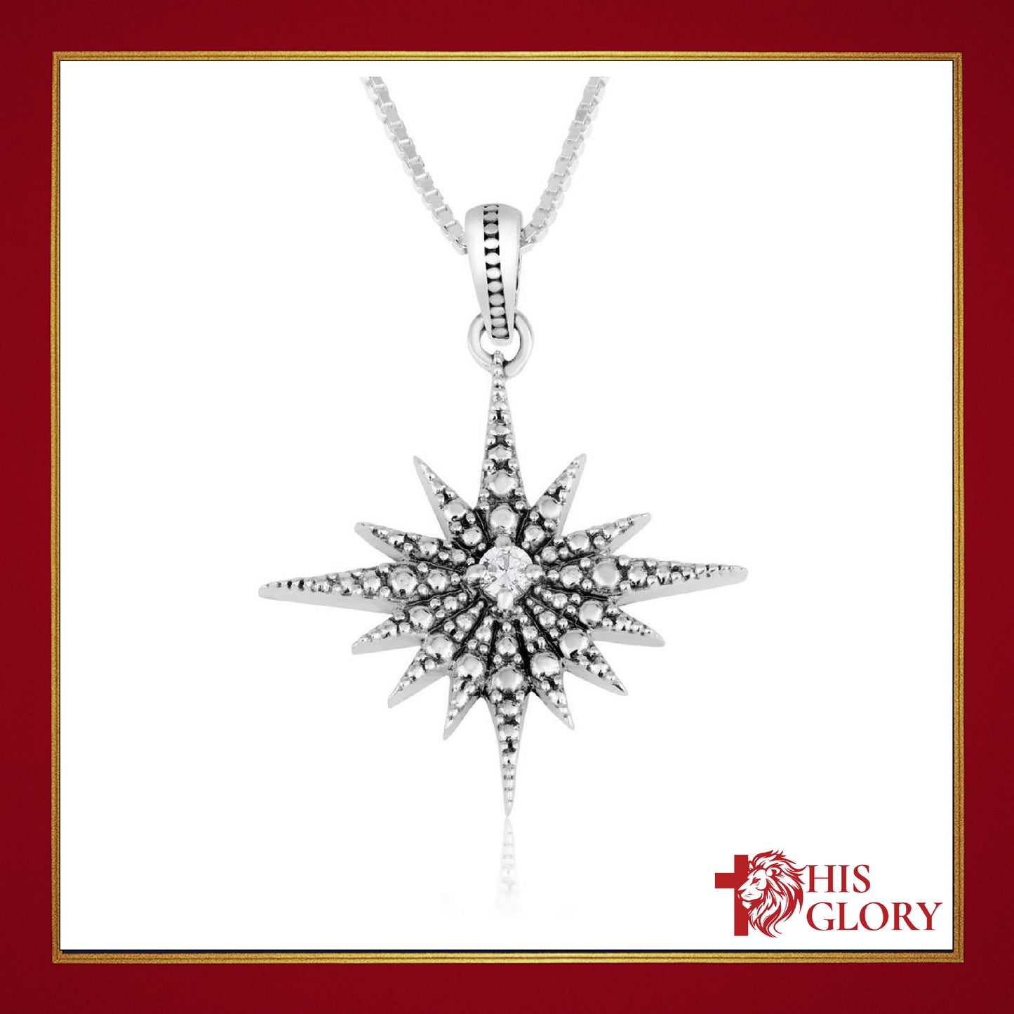 Sterling Silver Star of Bethlehem Pendant With Zircon Stones