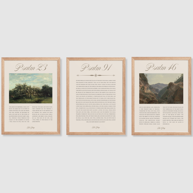 His Glory Psalm Scriptures Triptych – Oak Framed Wall Art Collection