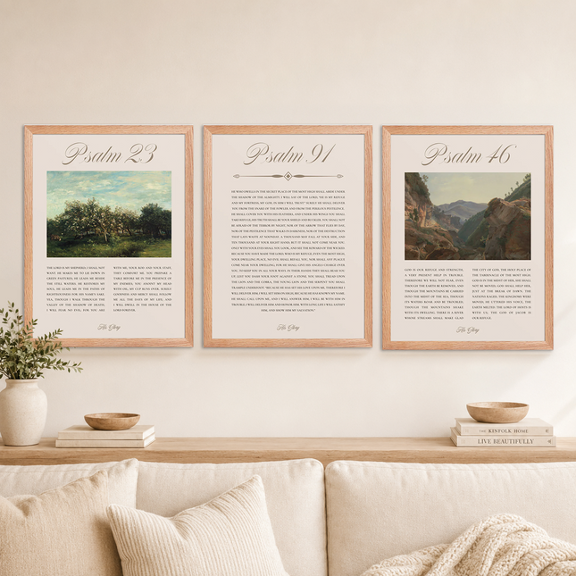 His Glory Psalm Scriptures Triptych – Oak Framed Wall Art Collection