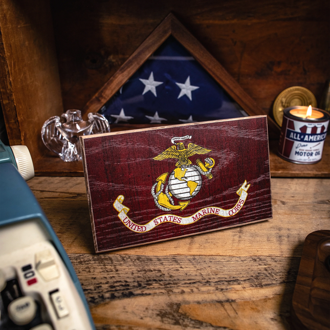 Collective - Marine Corps Wooden Desk Flag